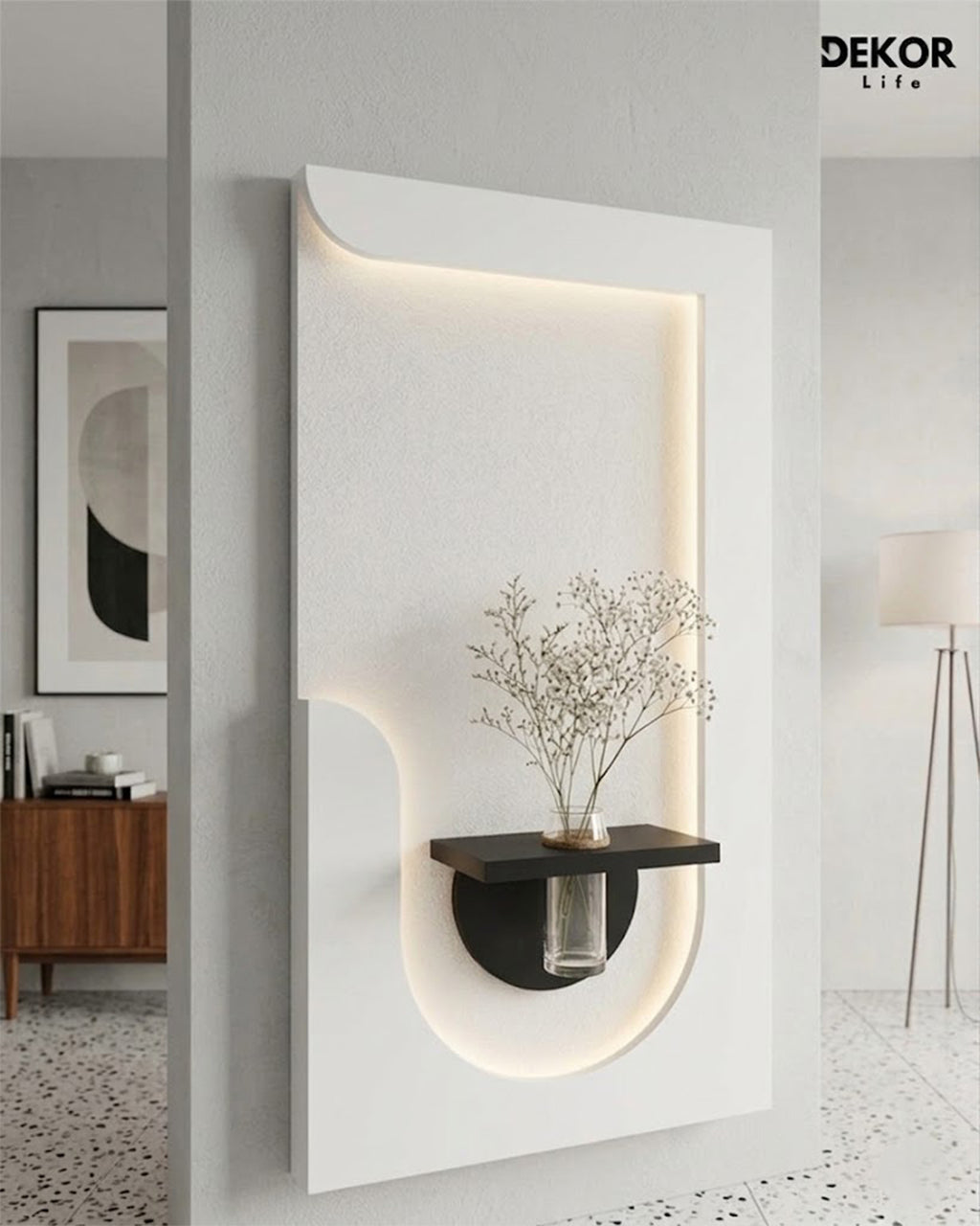 50×90 CM Oval Modern Ledli Duvar Tablosu | Dekoratif Panel | Gizli Aydınlatmalı | Pütürlü Doku