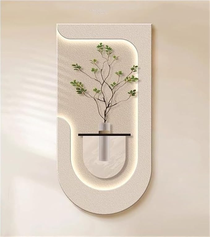 Pilli LED’li İskandinav Tarzı Dekoratif Duvar Tablosu 40x70 cm Pütürlü Doku