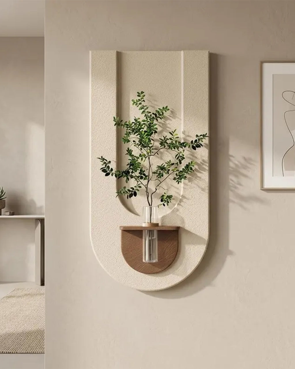 Pilli LED’li İskandinav Tarzı Dekoratif Duvar Tablosu 40x70 cm Pütürlü Doku