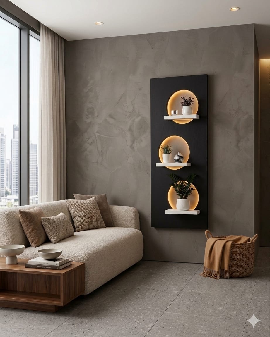 50x120 CM Modern Ledli Duvar Tablosu | Dekoratif Panel | Gizli Aydınlatmalı | Pütürlü Doku