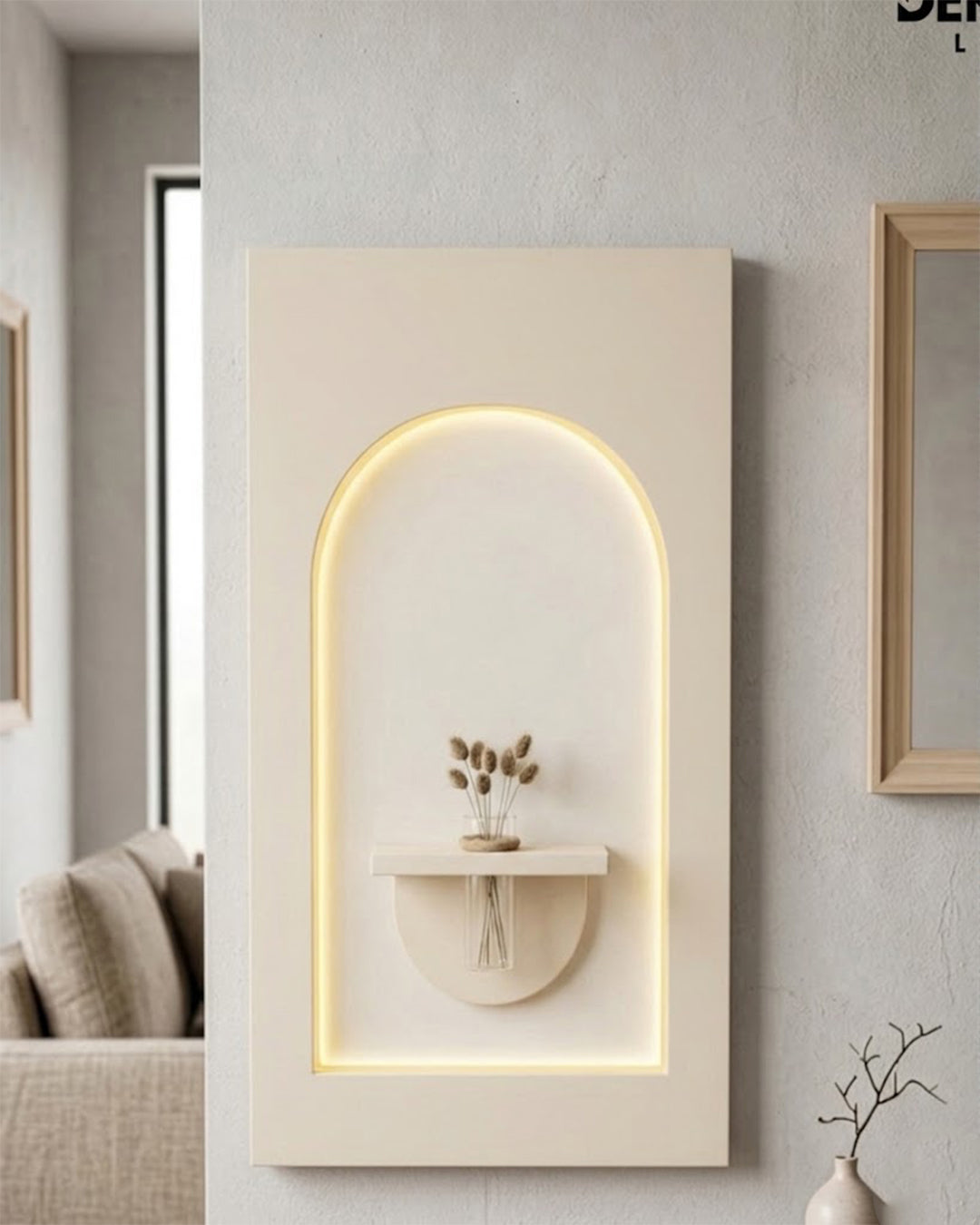50×90 CM Oval Modern Ledli Duvar Tablosu | Dekoratif Panel | Gizli Aydınlatmalı | Pütürlü Doku