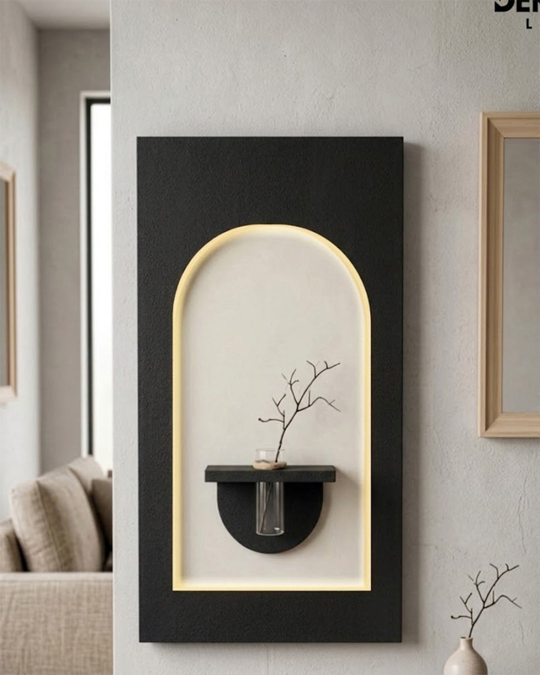 50×90 CM Oval Modern Ledli Duvar Tablosu | Dekoratif Panel | Gizli Aydınlatmalı | Pütürlü Doku