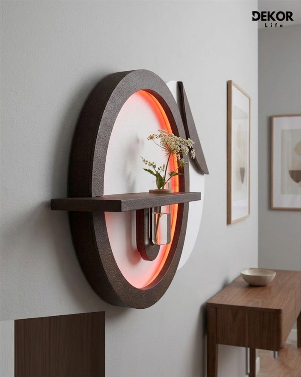 50×90 CM Oval Modern Ledli Duvar Tablosu | Dekoratif Panel | Gizli Aydınlatmalı | Pütürlü Doku
