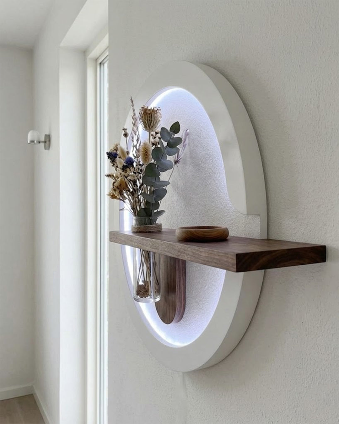 50×85 CM Oval Modern Ledli Duvar Tablosu | Dekoratif Panel | Gizli Aydınlatmalı | Pütürlü Doku