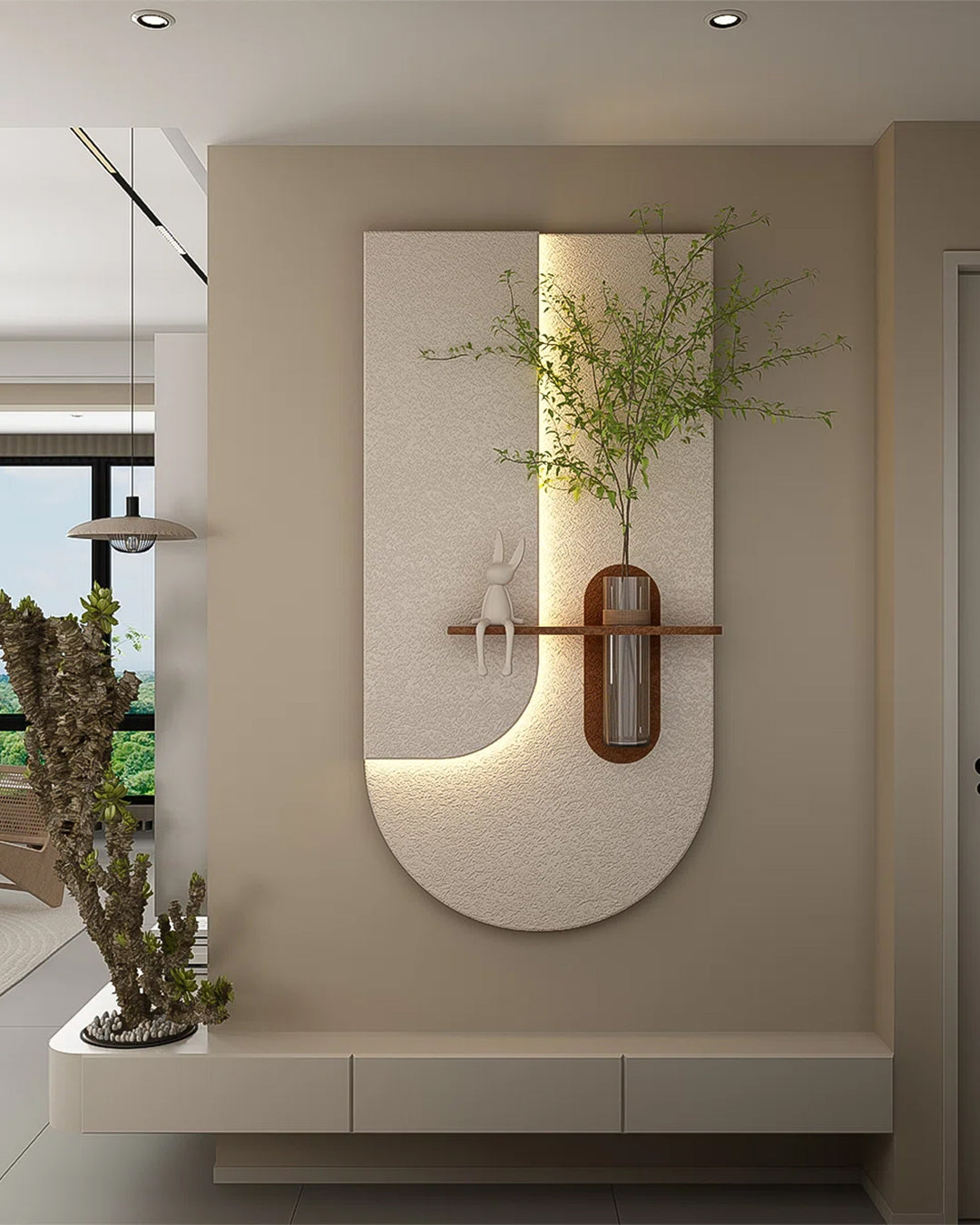 Pilli LED’li İskandinav Tarzı Dekoratif Duvar Tablosu 40x70 cm Pütürlü Doku