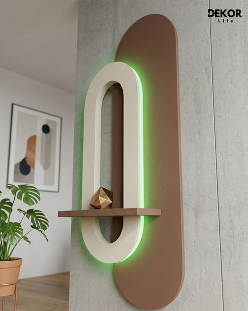 40×90 CM Oval Modern Ledli Duvar Tablosu | Dekoratif Panel   Gizli Aydınlatmalı | Pütürlü Doku