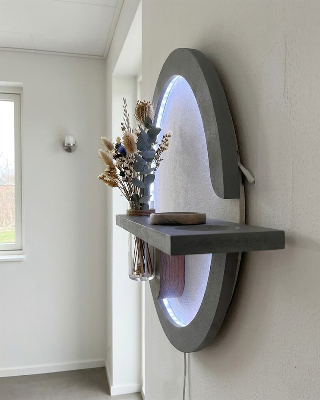50×85 CM Oval Modern Ledli Duvar Tablosu | Dekoratif Panel | Gizli Aydınlatmalı