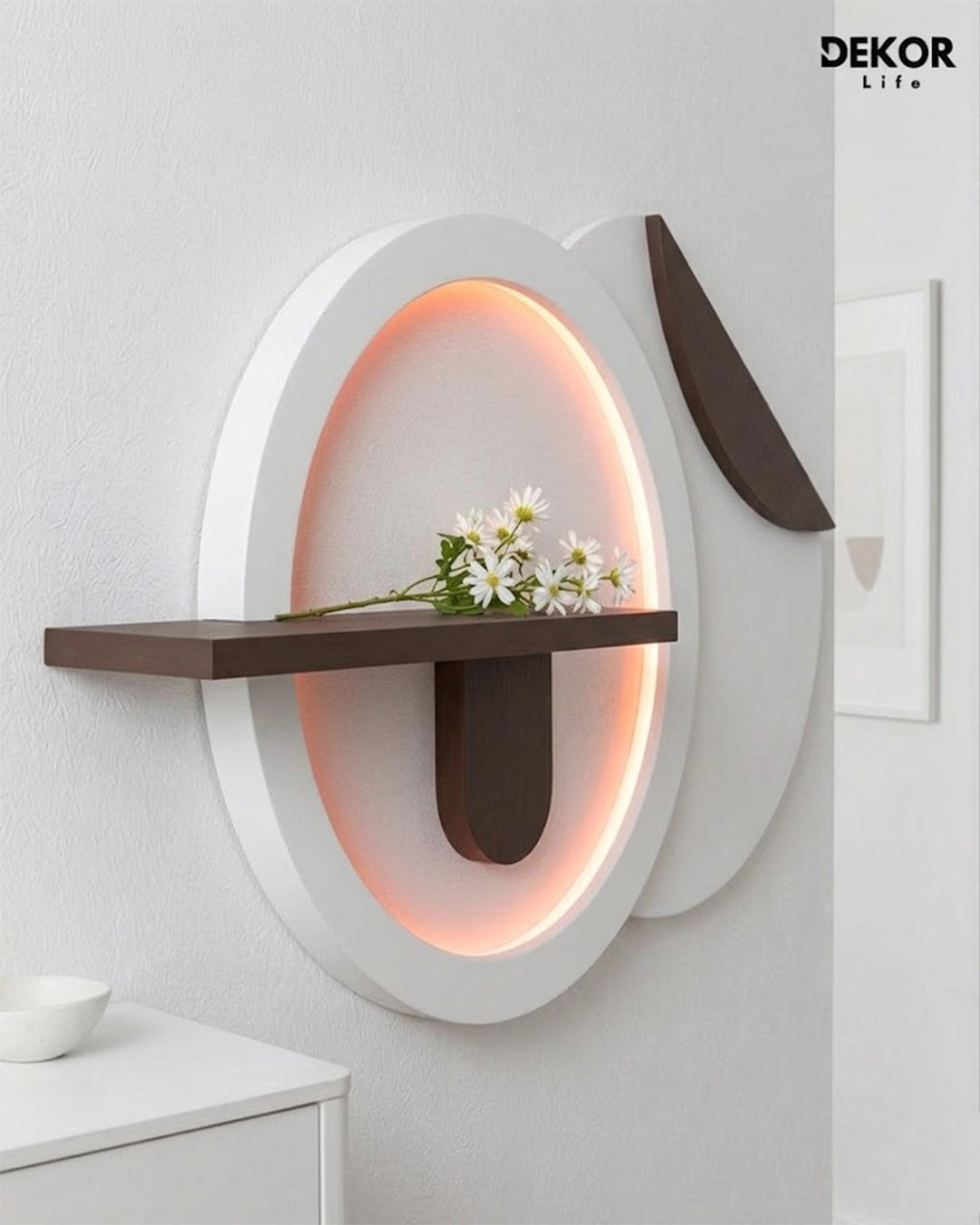50×85 CM Oval Modern Ledli Duvar Tablosu | Dekoratif Panel | Gizli Aydınlatmalı  | Pütürlü Doku