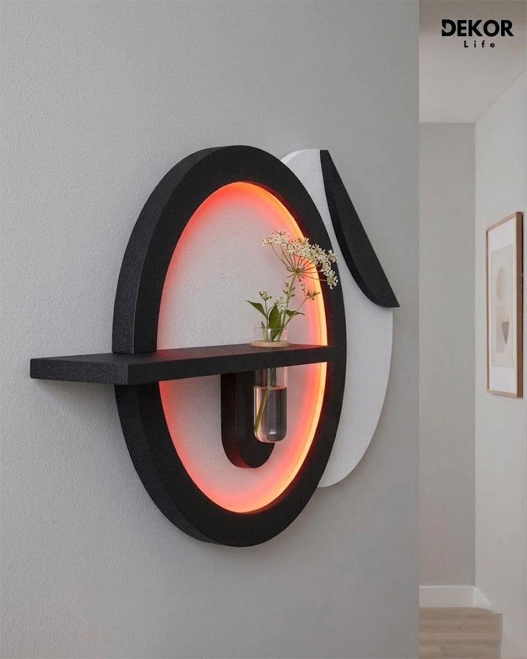 50×85 CM Oval Modern Ledli Duvar Tablosu | Dekoratif Panel | Gizli Aydınlatmalı | Pütürlü Doku