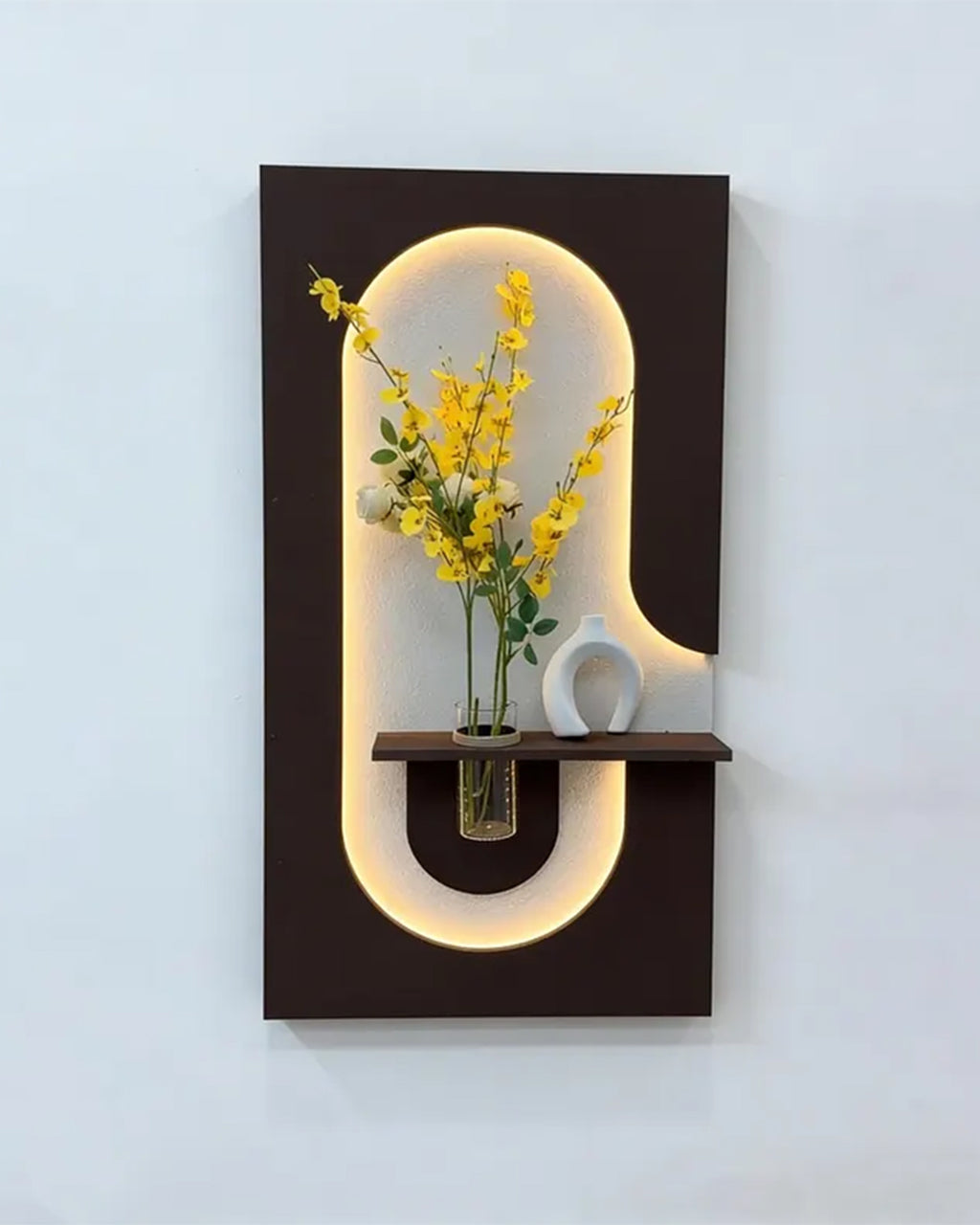 Pilli LED’li İskandinav Tarzı Dekoratif Duvar Tablosu 40x70 cm Pütürlü Doku