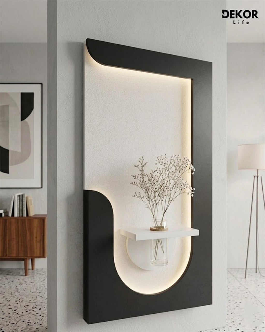 50×90 CM Oval Modern Ledli Duvar Tablosu | Dekoratif Panel | Gizli Aydınlatmalı | Pütürlü Doku