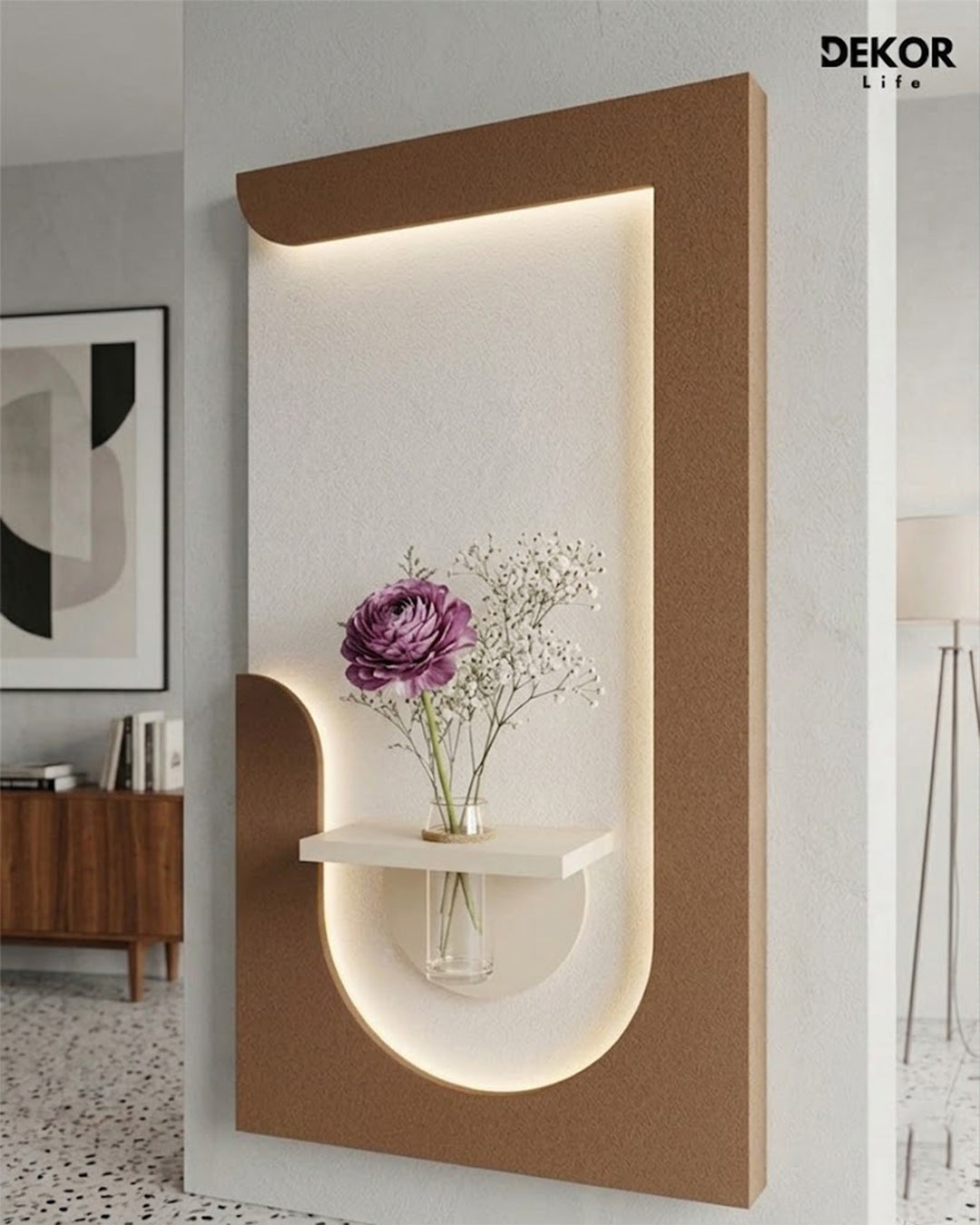 50×90 CM Oval Modern Ledli Duvar Tablosu | Dekoratif Panel | Gizli Aydınlatmalı | Pütürlü Doku