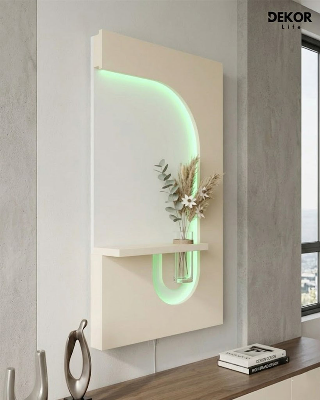 50×90 CM Oval Modern Ledli Duvar Tablosu | Dekoratif Panel | Gizli Aydınlatmalı | Pütürlü Doku
