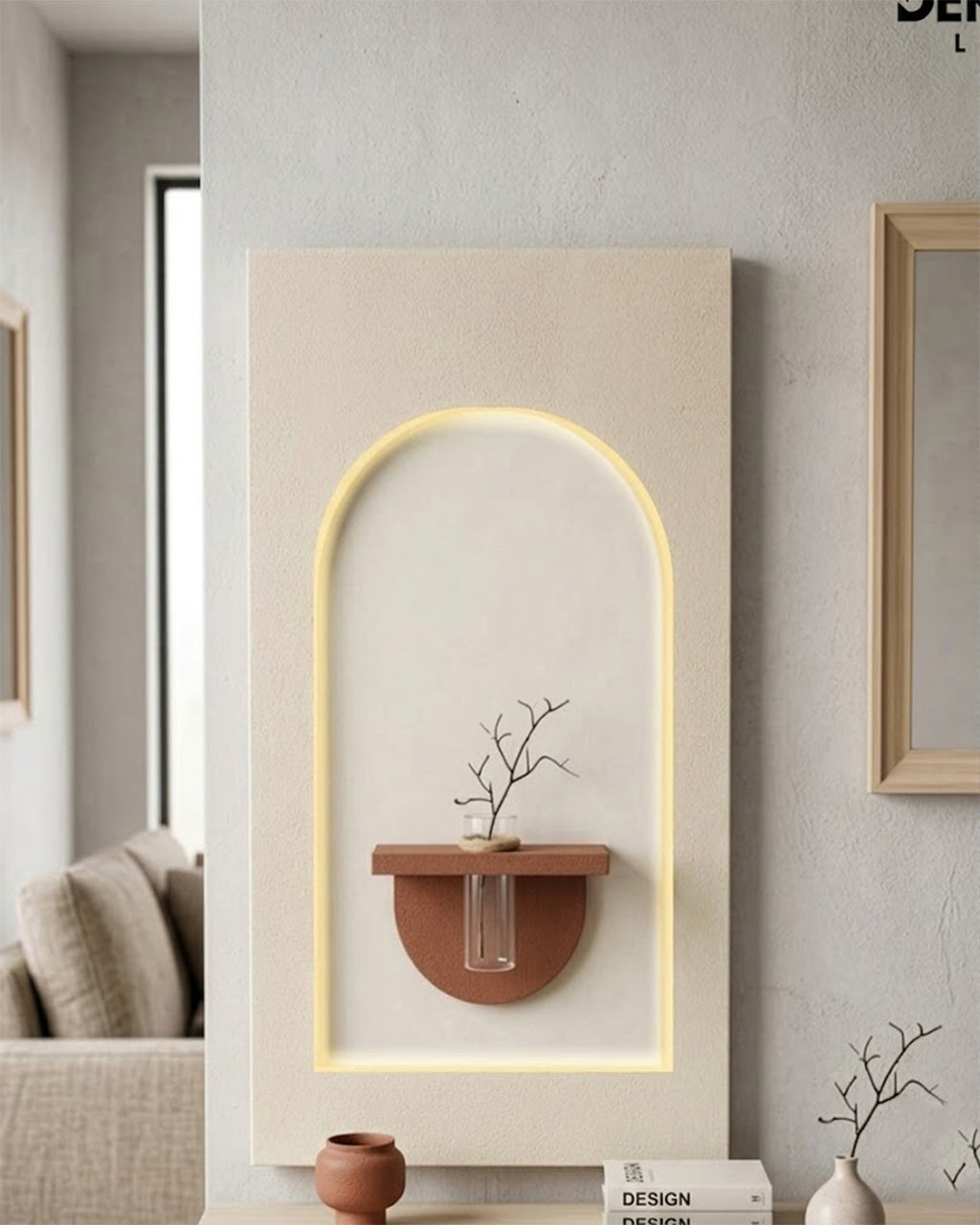 50×90 CM Oval Modern Ledli Duvar Tablosu | Dekoratif Panel | Gizli Aydınlatmalı | Pütürlü Doku