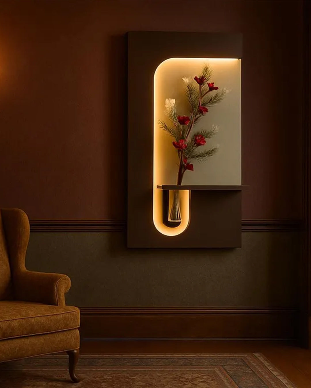 Pilli LED’li İskandinav Tarzı Dekoratif Duvar Tablosu 40x70 cm Pütürlü Doku