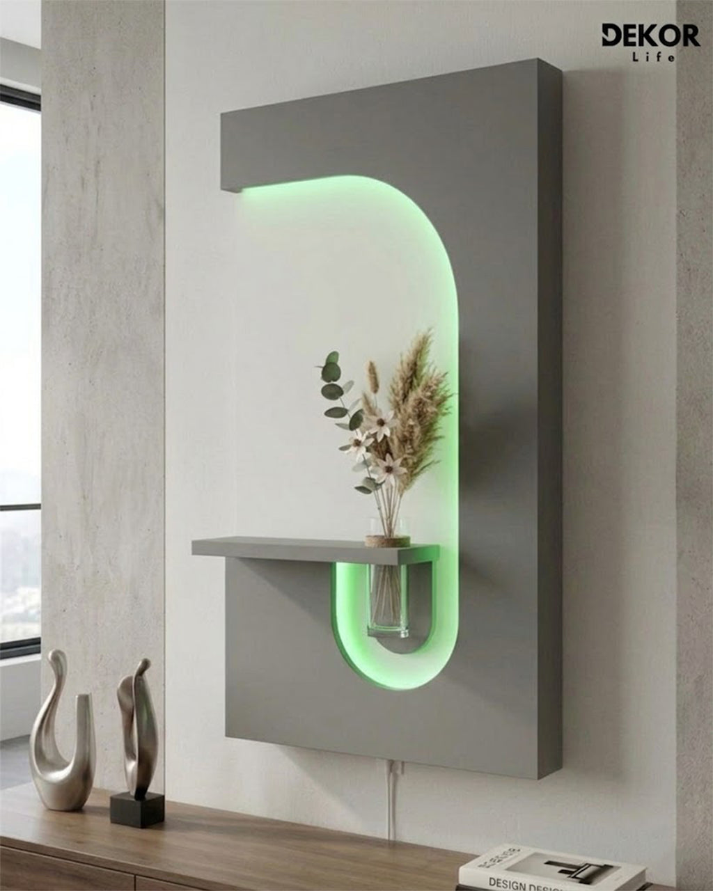 50×90 CM Oval Modern Ledli Duvar Tablosu | Dekoratif Panel | Gizli Aydınlatmalı | Pütürlü Doku