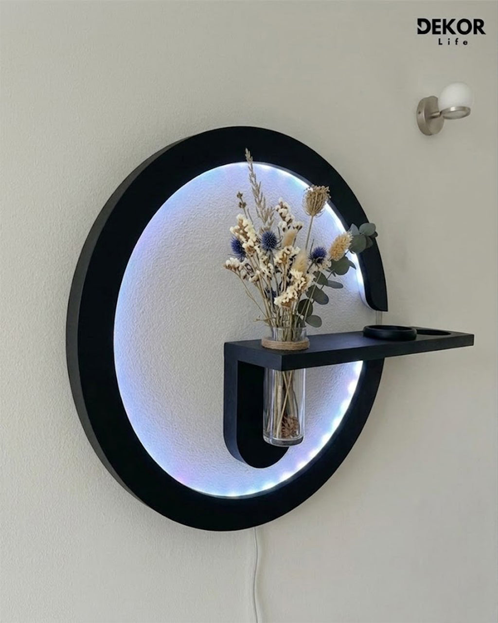 50×85 CM Oval Modern Ledli Duvar Tablosu | Dekoratif Panel | Gizli Aydınlatmalı | Pütürlü Doku