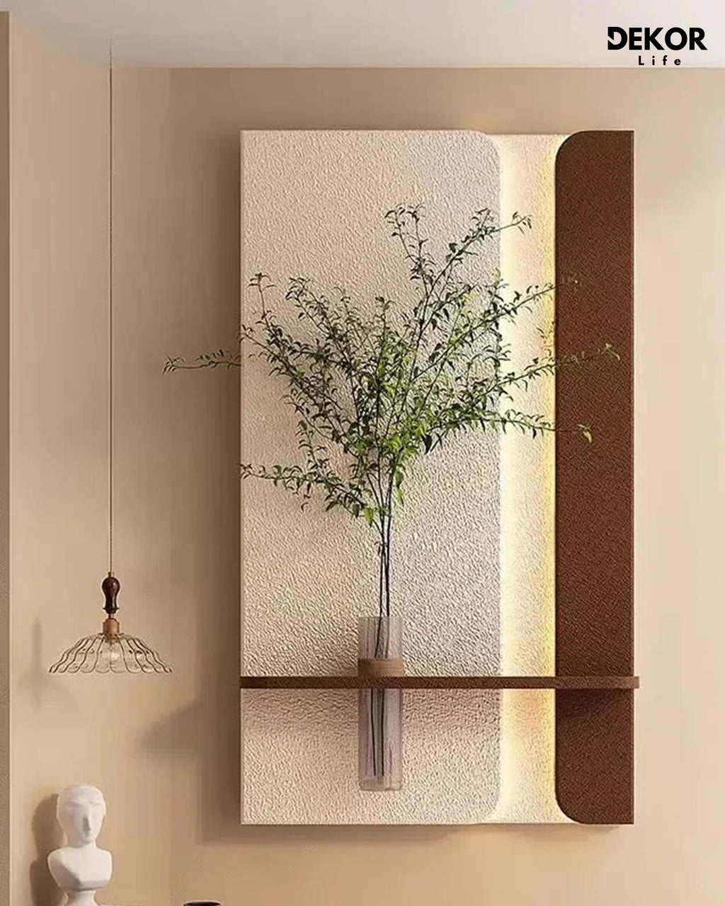 50×90 CM Oval Modern Ledli Duvar Tablosu | Dekoratif Panel | Gizli Aydınlatmalı| Pütürlü Doku