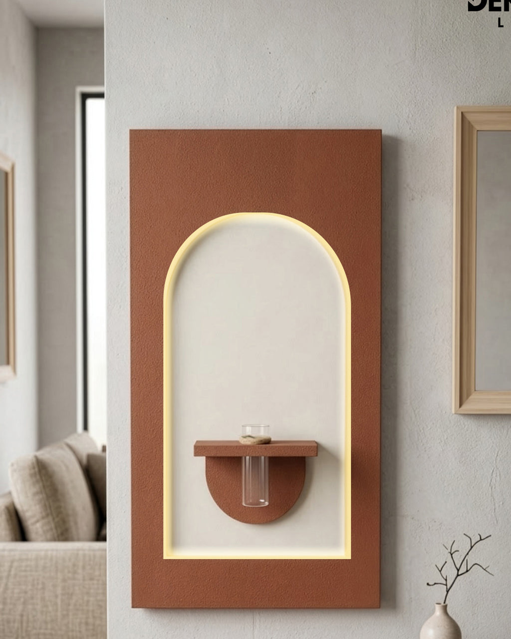 50×90 CM Oval Modern Ledli Duvar Tablosu | Dekoratif Panel | Gizli Aydınlatmalı | Pütürlü Doku