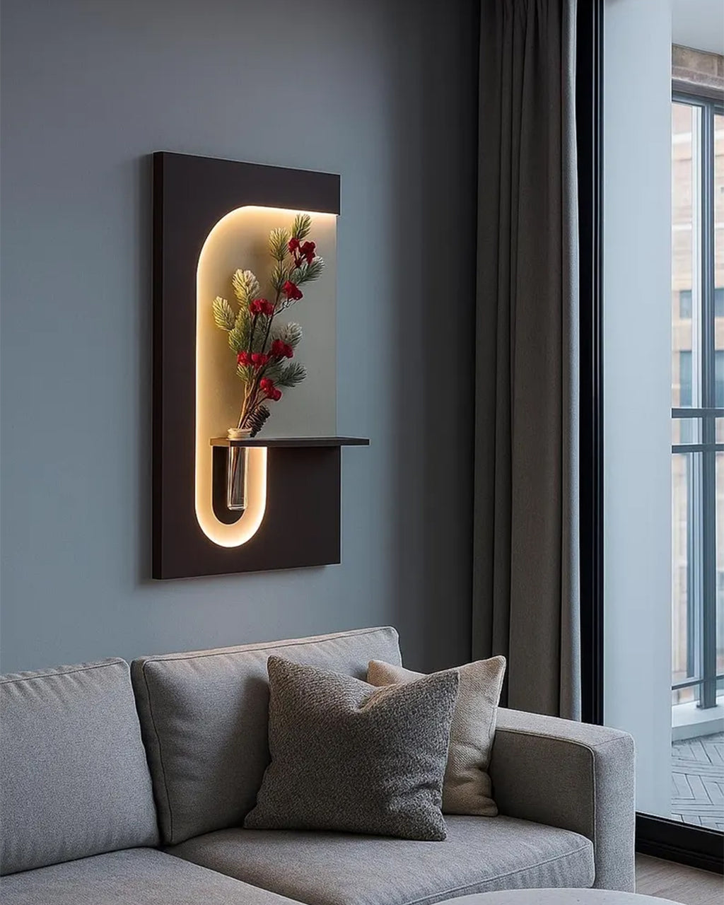 Pilli LED’li İskandinav Tarzı Dekoratif Duvar Tablosu 40x70 cm Pütürlü Doku