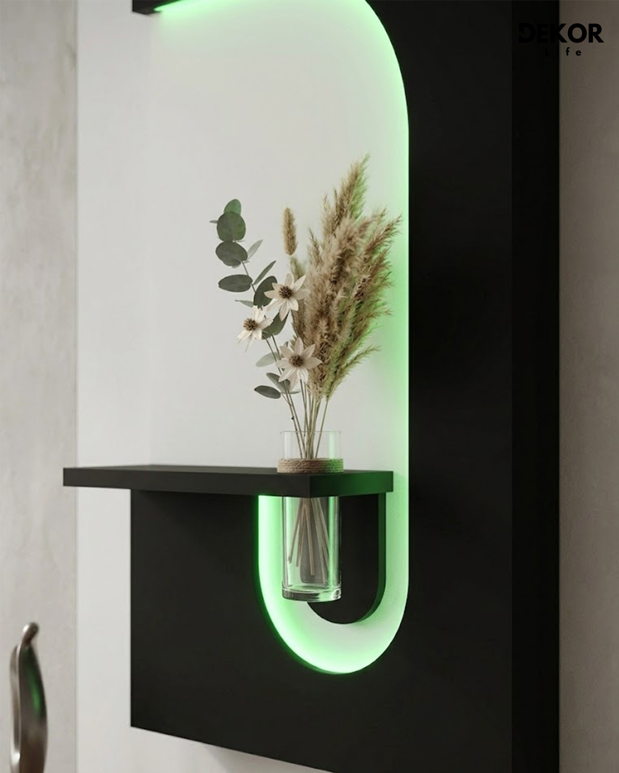 50×90 CM Oval Modern Ledli Duvar Tablosu | Dekoratif Panel | Gizli Aydınlatmalı | Pütürlü Doku