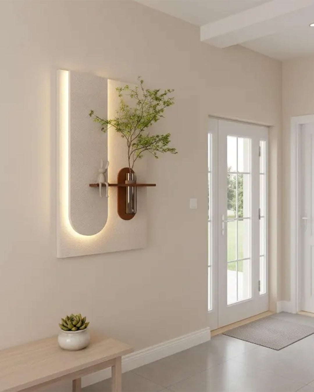 Pilli LED’li İskandinav Tarzı Dekoratif Duvar Tablosu 40x70 cm Pütürlü Doku