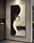 Pilli LED’li İskandinav Tarzı Dekoratif Duvar Tablosu 40x70 cm Pütürlü Doku