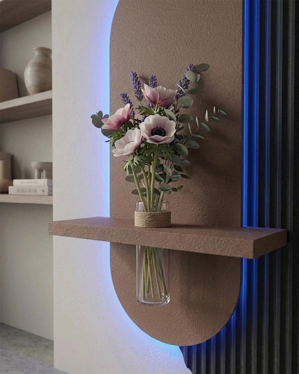 40×90 CM Oval Modern Ledli Duvar Tablosu | Dekoratif Panel | Gizli Aydınlatmalı | Pütürlü Doku
