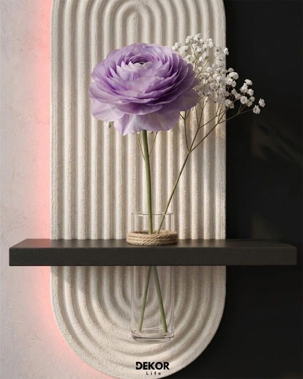 40×90 CM Oval Modern Ledli Duvar Tablosu | Dekoratif Panel | Gizli Aydınlatmalı | Pütürlü Doku