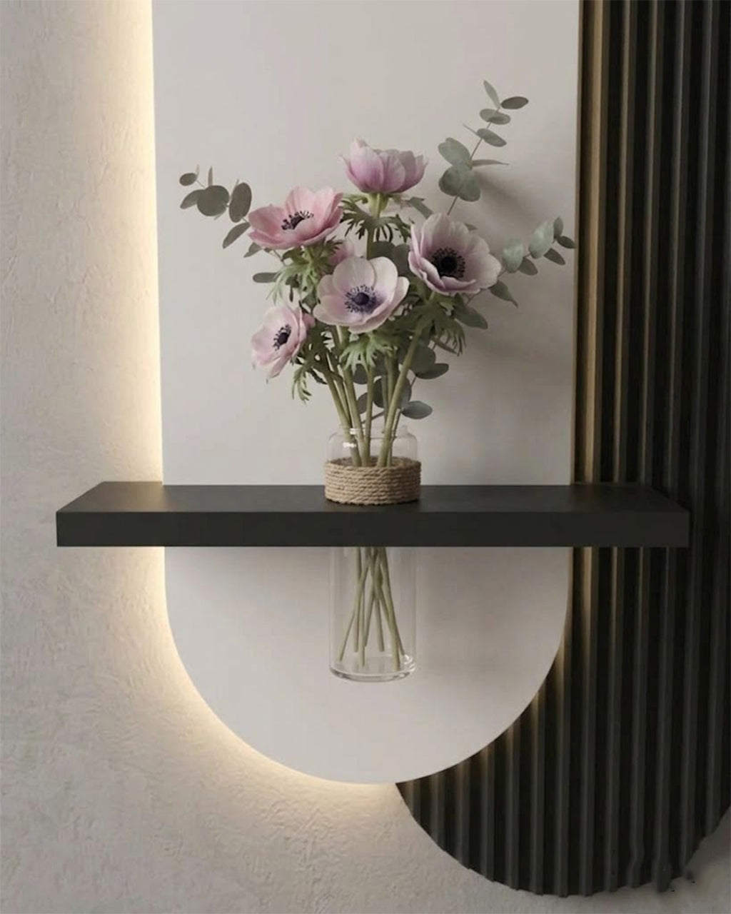 40×90 CM Oval Modern Ledli Duvar Tablosu | Dekoratif Panel | Gizli Aydınlatmalı |  Pütürlü Doku