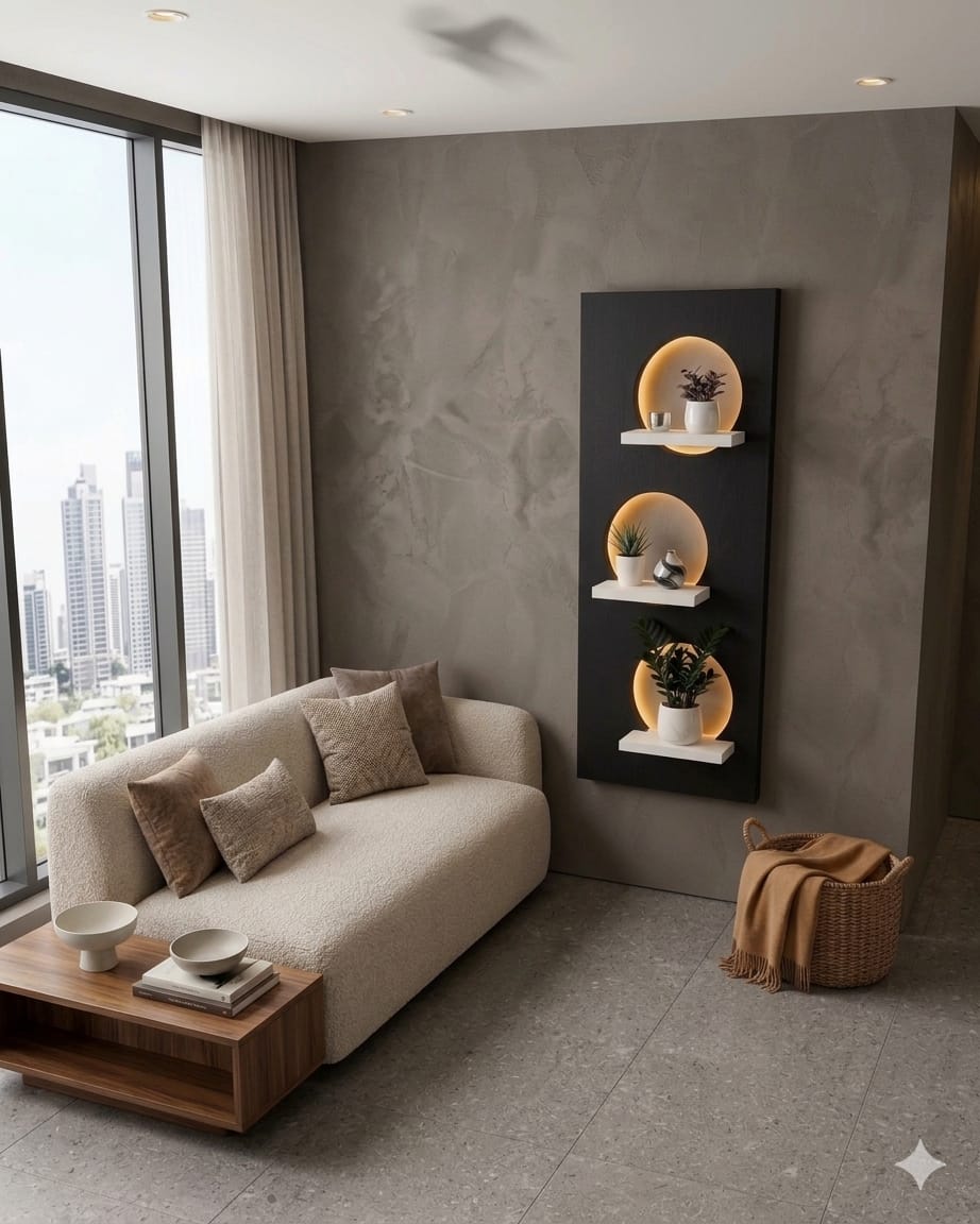 50x120 CM Modern Ledli Duvar Tablosu | Dekoratif Panel | Gizli Aydınlatmalı | Pütürlü Doku