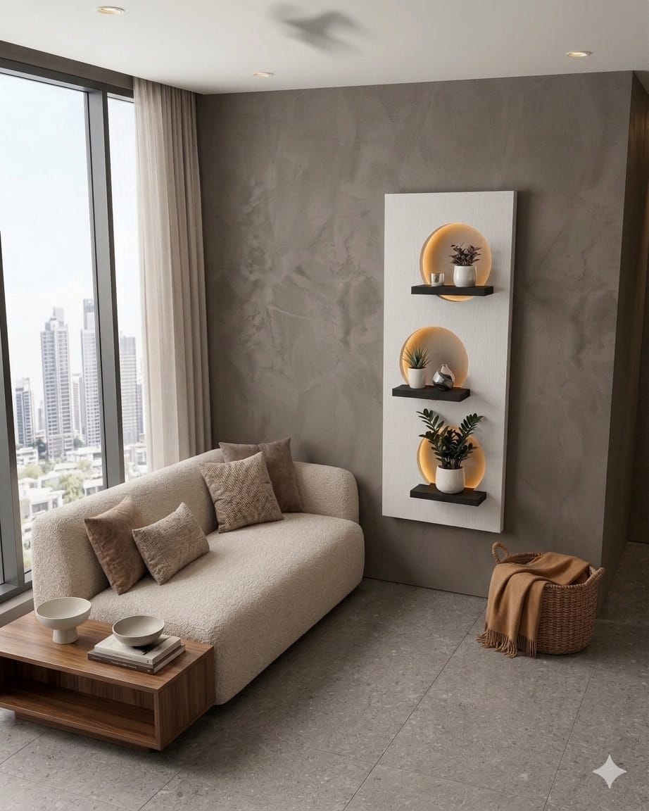 50x120 CM Modern Ledli Duvar Tablosu | Dekoratif Panel | Gizli Aydınlatmalı | Pütürlü Doku