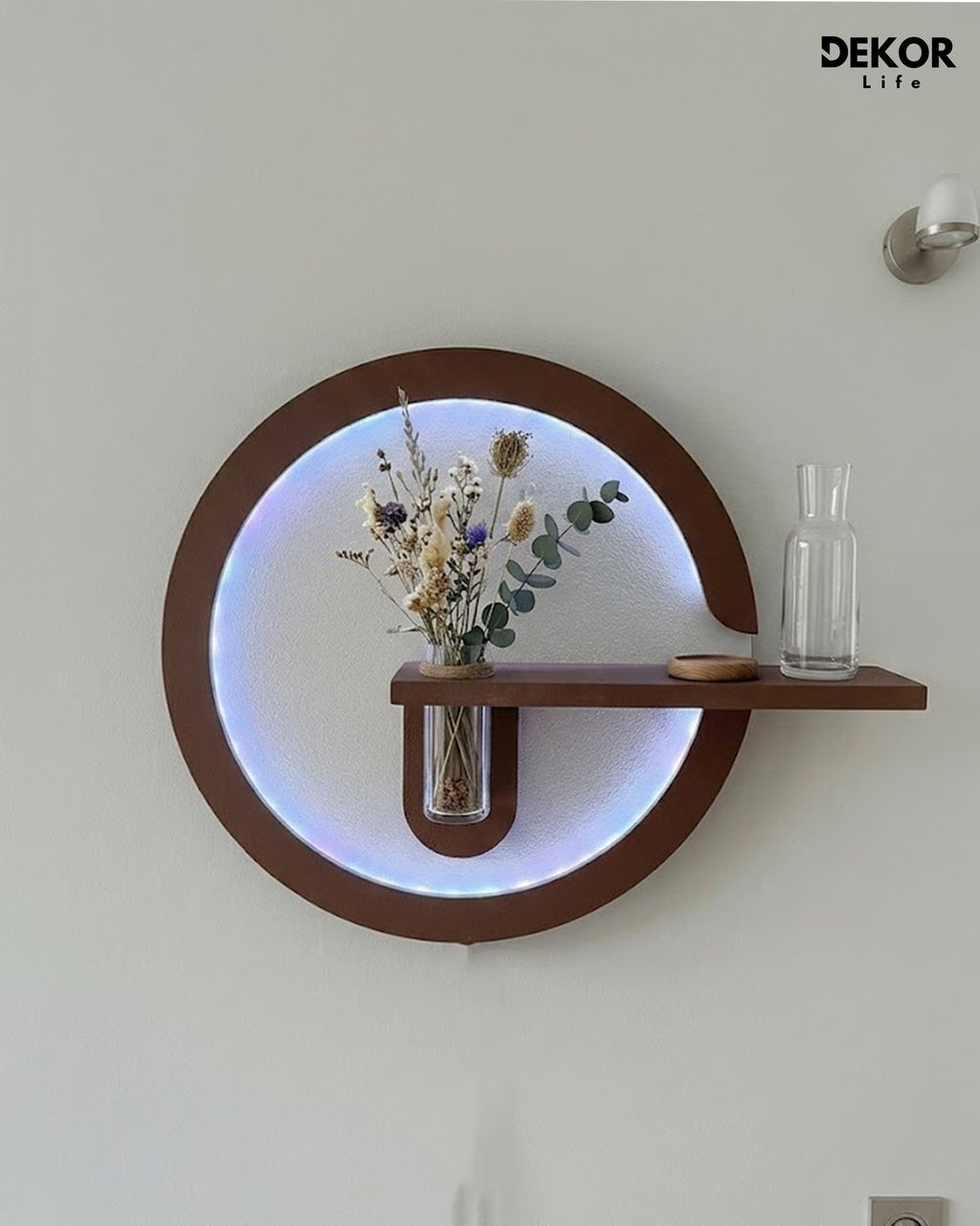 50×50 CM Oval Modern Ledli Duvar Tablosu | Dekoratif Panel | Gizli Aydınlatmalı | Pütürlü Doku