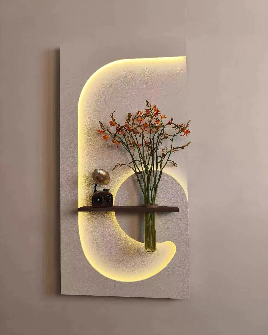Pilli LED’li İskandinav Tarzı Dekoratif Duvar Tablosu 40x70 cm Pütürlü Doku