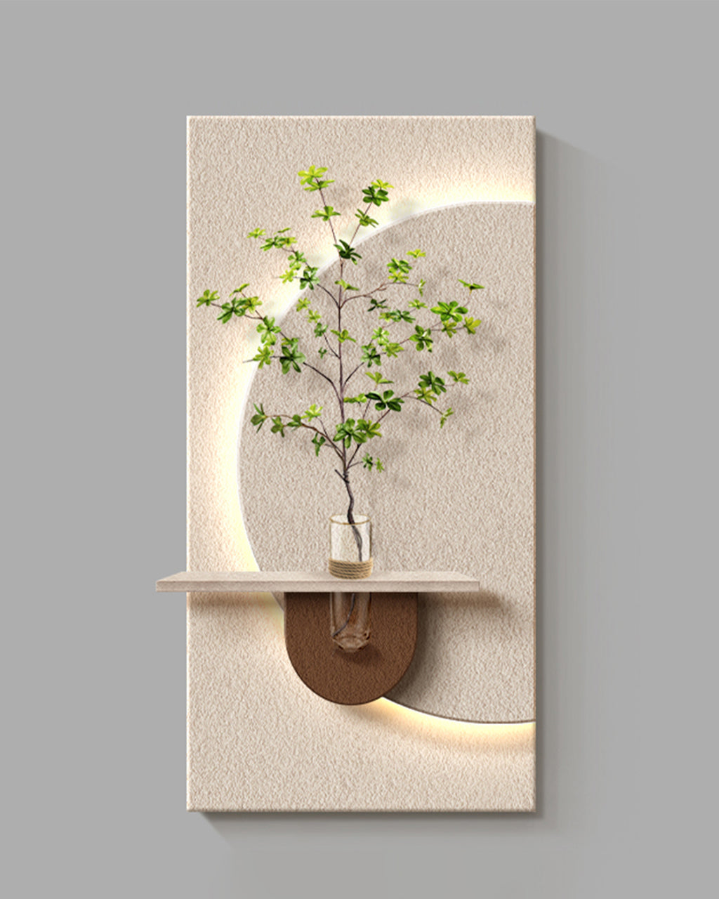 Pilli LED’li İskandinav Tarzı Dekoratif Duvar Tablosu 40x70 cm Pütürlü Doku