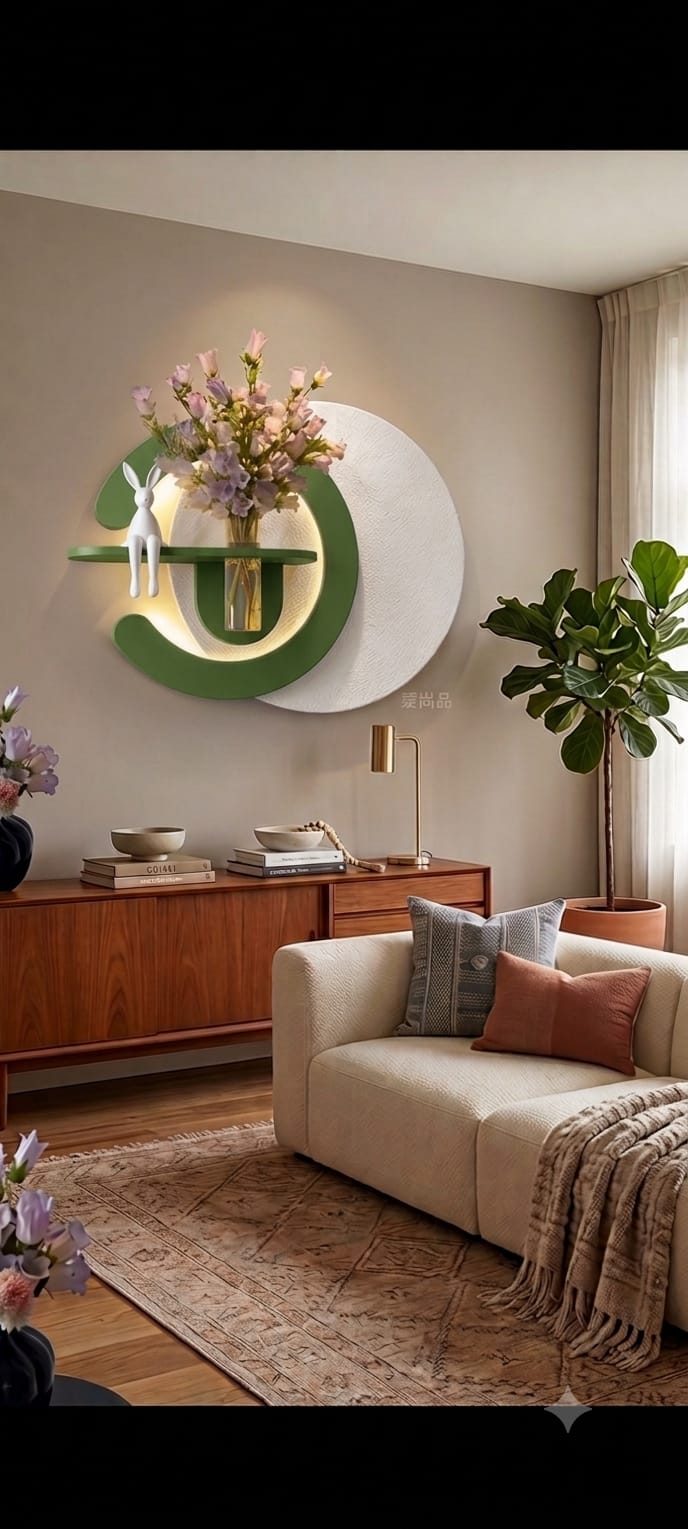 50×85 CM Oval Modern Ledli Duvar Tablosu | Dekoratif Panel | Gizli Aydınlatmalı | Pütürlü Doku