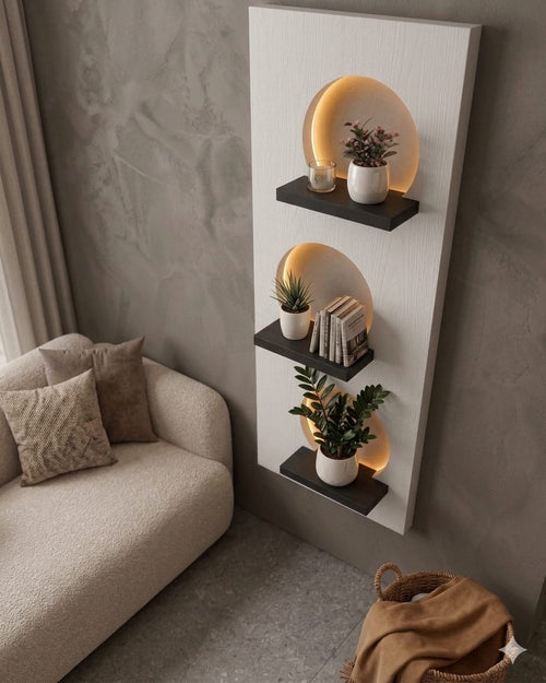 50x120 CM Modern Ledli Duvar Tablosu | Dekoratif Panel | Gizli Aydınlatmalı | Pütürlü Doku