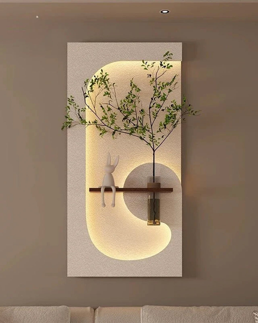 Pilli LED’li İskandinav Tarzı Dekoratif Duvar Tablosu 40x70 cm Pütürlü Doku