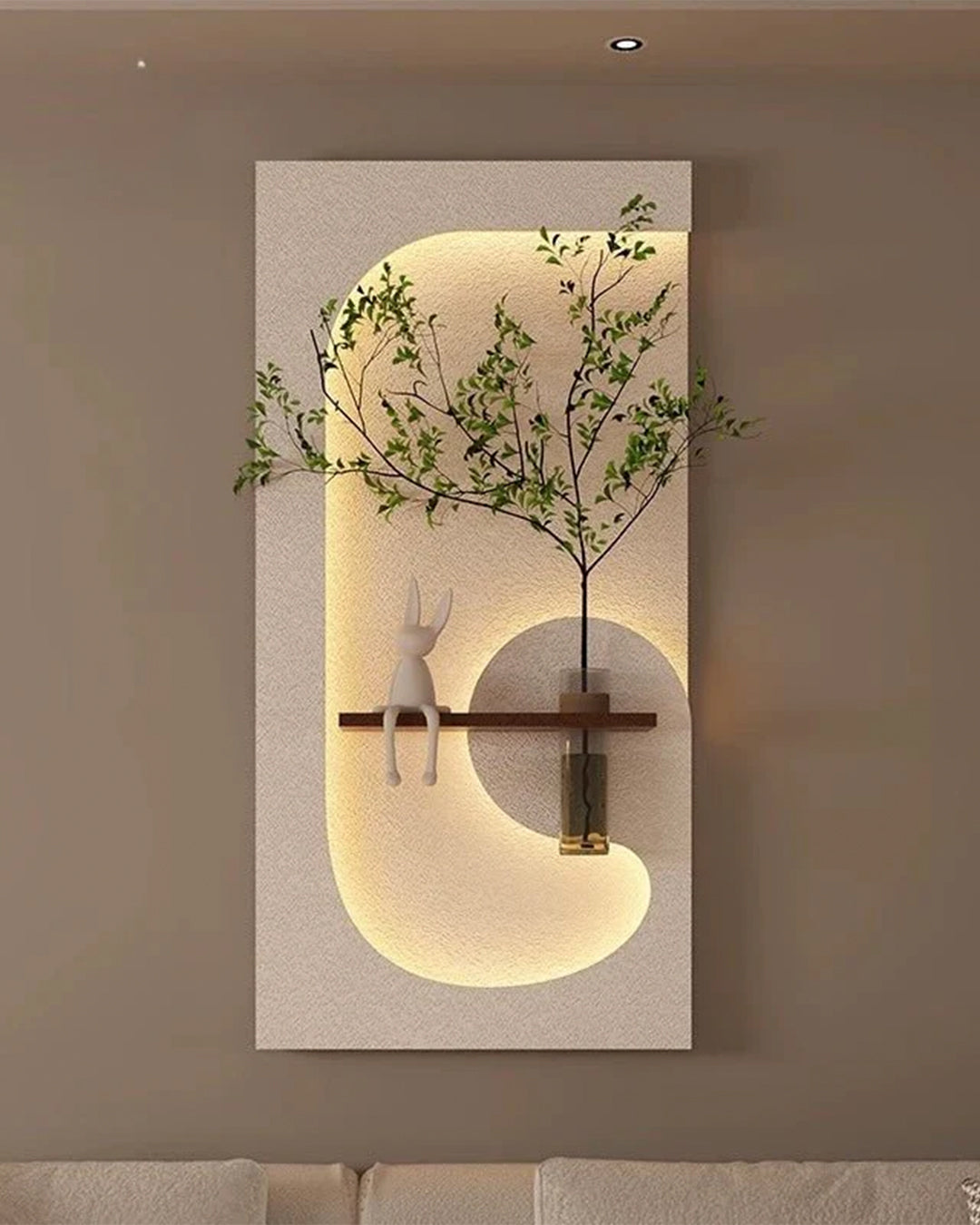 Pilli LED’li İskandinav Tarzı Dekoratif Duvar Tablosu 40x70 cm Pütürlü Doku