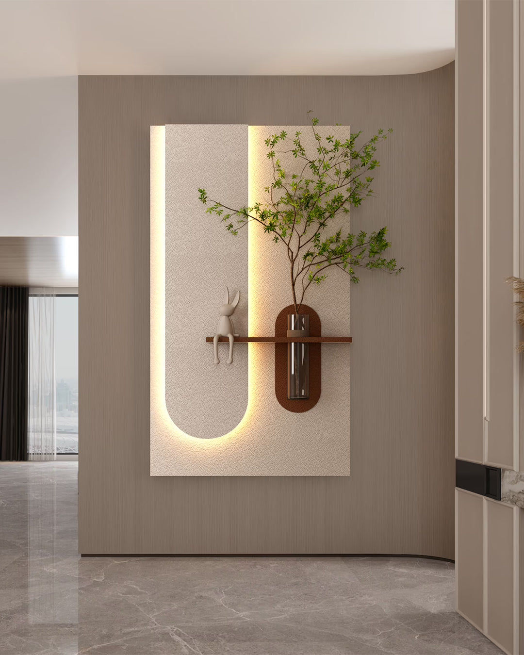 Pilli LED’li İskandinav Tarzı Dekoratif Duvar Tablosu 40x70 cm Pütürlü Doku
