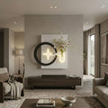 70×80 CM Oval Modern Ledli Duvar Tablosu | Dekoratif Panel | Gizli Aydınlatmalı | Pütürlü Doku