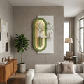 50×90 CM Oval Modern Ledli Duvar Tablosu | Dekoratif Panel | Gizli Aydınlatmalı | Pütürlü Doku