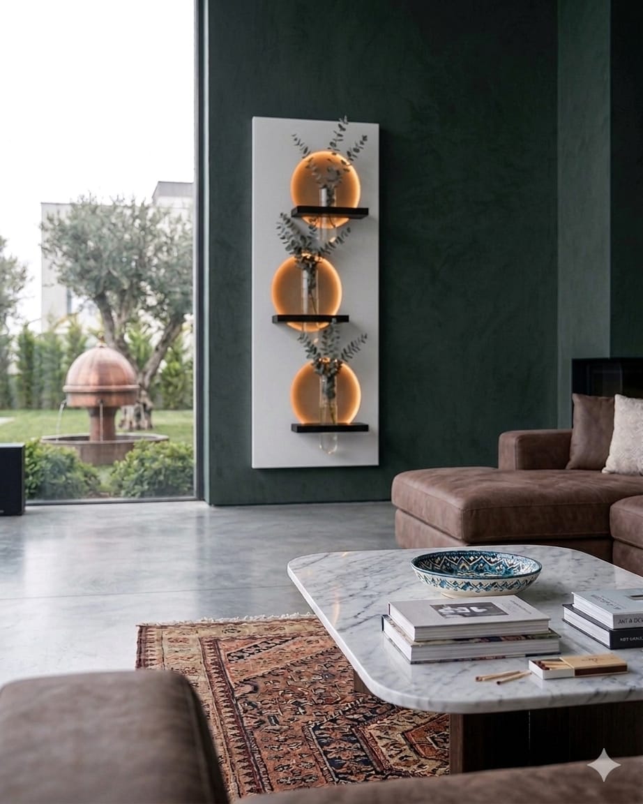 50x120 CM Modern Ledli Duvar Tablosu | Dekoratif Panel | Gizli Aydınlatmalı | Pütürlü Doku