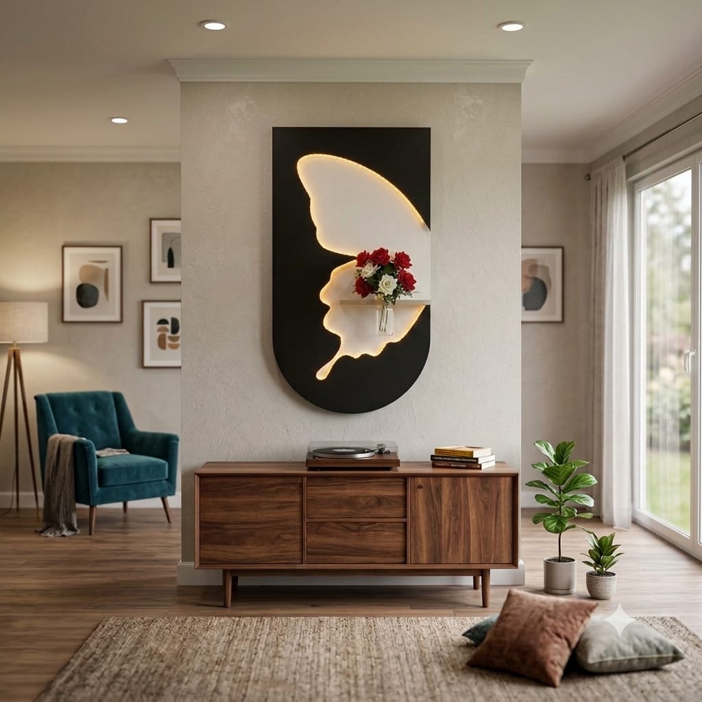 50×90CM Oval Modern Ledli Duvar Tablosu | Dekoratif Panel | Gizli Aydınlatmalı | Pütürlü Doku