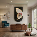 50×90CM Oval Modern Ledli Duvar Tablosu | Dekoratif Panel | Gizli Aydınlatmalı | Pütürlü Doku