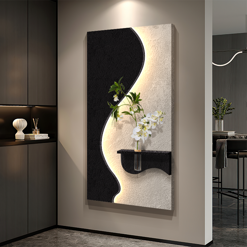 Pilli LED’li İskandinav Tarzı Dekoratif Duvar Tablosu 40x70 cm Pütürlü Doku