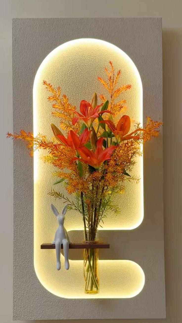 Pilli LED’li İskandinav Tarzı Dekoratif Duvar Tablosu 40x70 cm Pütürlü Doku