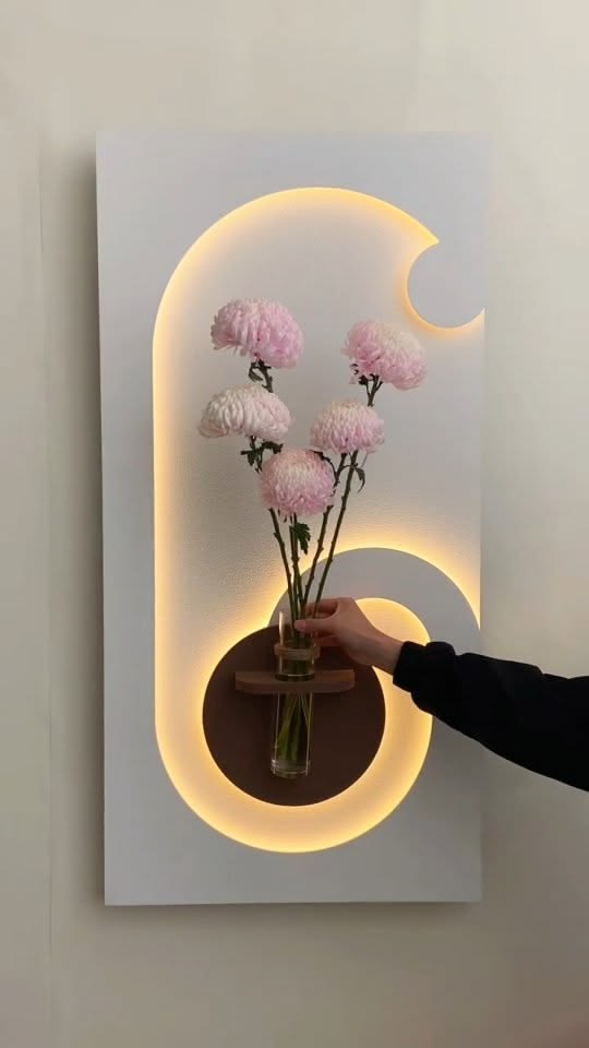 Pilli LED’li İskandinav Tarzı Dekoratif Duvar Tablosu 40x70 cm Pütürlü Doku