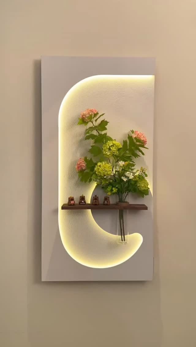 Pilli LED’li İskandinav Tarzı Dekoratif Duvar Tablosu 40x70 cm Pütürlü Doku