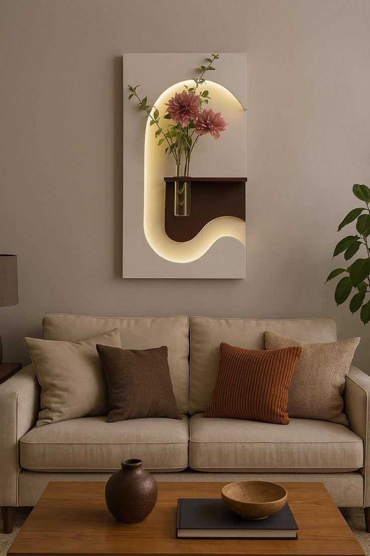 Pilli LED’li İskandinav Tarzı Dekoratif Duvar Tablosu 40x70 cm Pütürlü Doku